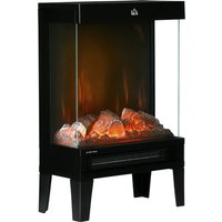 HOMCOM Lareira Elétrica 1000W/2000W com Chama LED Realista Termostato e Proteção Contra Superaquecimento 40,5x20x62cm Preto Aosom Portugal