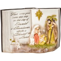 HOMCOM Presepe di Natale con Statuine 3D e Incisione, Natività, Decorazione Natalizia in Resina, 21.5x9.5x14cm Aosom