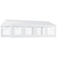 Outsunny Gazebo da esterno tenda tendone per feste matrimonio telaio in acciaio,impermeabile, bianco 8x4m