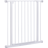 PawHut Barrière de sécurité longueur réglable dim. 76-82l x 76H cm sans perçage métal plastique blanc