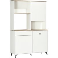 HOMCOM Dispensa Cucina in Truciolato e MDF con Ripiani Aperti, Armadietti e Cassetto per Utensili ed Elettrodomestici, 119x41x180 cm, Bianco