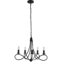 HOMCOM Lustre Classique Style Rétro Cadre en Fer avec 5 Douilles E14 Design Pliable Angle Réglable Ø 58 x 45 cm Noir aosom france