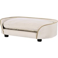 PawHut Canapé pour chien canapé pour animal de compagnie avec coussin amovible et housse lavable 66 x 43 x 19,5 cm beige