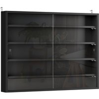HOMCOM Particle Board 5-Tier Glass Door Display Cabinet Black Aosom UK