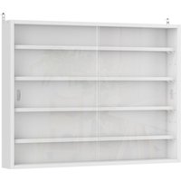 HOMCOM 5-Tier Wall Display Shelf Unit Cabinet w/ 4 Adjustable Shelves Glass Doors Home Office Ornaments 60x80cm White Aosom UK
