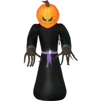 HOMCOM Halloween Kürbis Geist leuchtende Garten-Dekoration mit 2 LED-Lichtern für festliche Stimmung & Gruselmomente Aosom.de