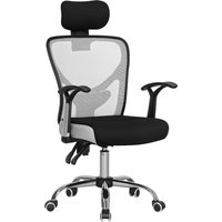 Vinsetto Chaise de Bureau Pivotante avec Hauteur Ajustable Dossier Inclinable Appuie-Tête Réglable et Support Lombar Gris