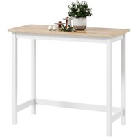 HOMCOM Comptoir de bar, Imitation chêne, compact, place pour 2 personnes, Bois naturel + blanc