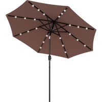 Waterproof Umbrella Parasol 24 Solar LED Brown Coffee Aosom UK