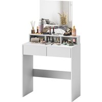 HOMCOM Schminktisch mit Spiegel, Schminktisch mit 2 Schubladen und 3 Fächern, moderner Stil, für Schlafzimmer, 75 x 38 x 135 cm, weiß Aosom