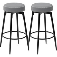 HOMCOM Set of Two Faux Leather Bar Stools - Grey/Black