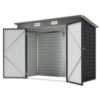 Outsunny Abri de Jardin 2,7 m², Dim. 249 x 121 x 183 cm gants inclus portes doubles verrouillables ventilations tôle acier gris