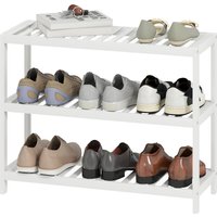 HOMCOM Étagère à chaussures en bambou à 3 niveaux, étagère de rangement, finition laquée, blanc
