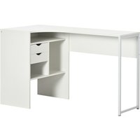 HOMCOM Bureau d'angle, bureau informatique avec 2 tiroirs et 3 compartiments ouverts, 120 x 60