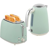 HOMCOM Ensemble bouilloire et grille-pain, bouilloire en acier inoxydable 1,7 L et 2200 W et grille-pain à 2 tranches, vert