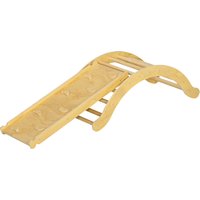 AIYAPLAY 4 en 1 Arche escalade enfants, chaise à bascule, rampe d'escalade double face et coussin, 168x49,5x39,5cm, bois naturel