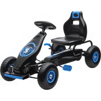 HOMCOM Kart à pédales pour enfant siège réglable 3 positions frein à main enfant de 5 à 12 ans bleu noir