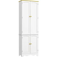 HOMCOM Freestanding 4-Door Kitchen Cupboard, Storage Cabinet Organizer with 4 Shelves,White