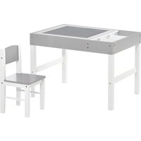 ZONEKIZ Kids Table and Chair Set, with Storage Space - Grey Aosom UK