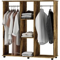 HOMCOM HOMCOM Kleiderschrank Möbel mit mobiler Aufbewahrung und 6 Rollen 120L x 40B x 128H cm aus Holz Braun Aosom