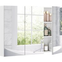 HOMCOM Armadio da Bagno con Specchio Armadio a Parete con 3 Porte Ripiani Regolabili 91,5x11,5x65 cm Bianco Aosom Italy