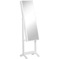 Outsunny Armoire Bijouterie Miroir Multifonction Porte Verrouillable Angle Ajustable Blanc Élégant Aosom France
