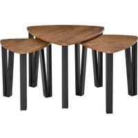 HOMCOM Nesting Coffee Tables Set of 3, MDF Steel, Versatile End Side Tables, Walnut Wood Effect | Aosom Ireland