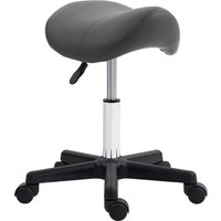 HOMCOM Saddle Stool, PU Leather Adjustable Rolling Salon Chair with Steel Frame for Massage, Spa, Beauty and Tattoo, Grey Aosom UK