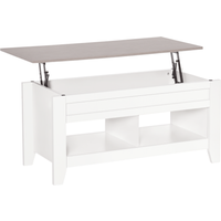 HOMCOM Table basse table rectangulaire avec plateau revelable 2 compartiments ouverts table à café panneaux particules 105 x 50 x 49 cm blanc