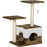 Aosom Get 28% Off PawHut Cat Tree with Scratching Post and Mouse Toy Brown