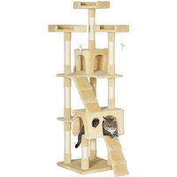 Pawhut Arbre à Chat Griffoir Grattoir 170cm en Sisal Naturel avec 2 Niches 50L X 50L X 170Hcm Beige