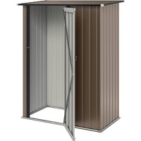 Outsunny Petit Abri & Cabane de Jardin en Métal Tôle d'Acier 1.2 m² avec Porte Verrouillable - Remise pour outils, Marron Aosom France