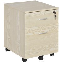 Vinsetto 2-Drawer Locking Office Filing Cabinet w/ 5 Wheels Rolling Storage Hanging Legal Letter Files Cupboard Home Organisation Oak Aosom UK