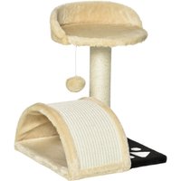 PawHut Cat Tree Beige with Scratching Post Kitten Activity Centre & Hanging Ball | Aosom Ireland