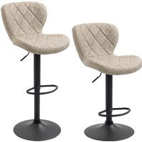 Swivel Bar Chair Diamond Pattern PU Seat Backrest & Footrest Steel Frame Bar Stools Counter Bar Stool Light Grey Aosom UK