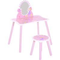 HOMCOM Kids Dressing Table Set 2 Pc in Pink for Children's Bedrooms with Stylish Design Bright Color | Aosom Ireland