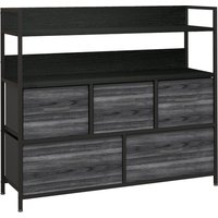 HOMCOM Rustic Chest of Five Fabric Drawers - Black