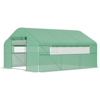 Outsunny Serre de jardin 4 x 3 x 2m avec portes enroulables et grandes fenêtres, serre tunnel de jardin, vert
