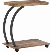 HOMCOM 2-Tier Mobile C-Shaped Side Table - Brown