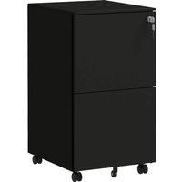 Vinsetto 2-Drawer Vertical Filing Cabinet with Lock, Steel Mobile File Cabinet with Hanging Bar for A4, Legal and Letter Size, Black Aosom UK