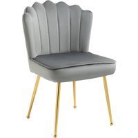 Luxurious Velvet Accent Chair, HOMCOM Glamorous Vanity Seat with Metal Legs & Padding for Bedroom & Lounge, Grey | Aosom Ireland