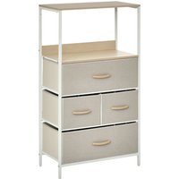 HOMCOM Meuble de Rangement Gris Blanc 4 Tiroirs Amovibles Étagère 58x29x103cm Aosom France