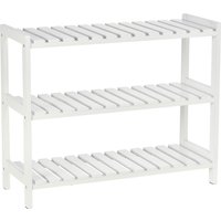 HOMCOM Shoe Sanctuary: 3-Tier Slatted Shoe Rack, Wooden Frame, Spacious and Hygienic Storage, 70L x 26W x 57.5H cm, White | Aosom Ireland