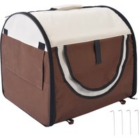 PawHut Portable Cat Carrier Box Comfortable Soft Folding Fabric Pet Travel Brown | Aosom Ireland