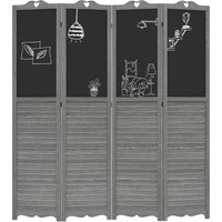 HOMCOM Paravent Séparateur d'Ambiances Pliable en 4 Panneaux en Bois avec Ardoises pour Chambre à Coucher 162x172 cm Gris
