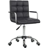 Vinsetto Office Chair, Makeup Vanity Chair, Mid Back Computer Chair, PU Leather Swivel Study Chair with Adjustable Height, Armrest and Rolling Wheels, Black | Aosom Ireland