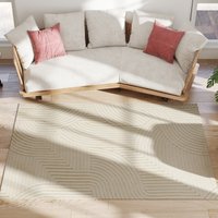 HOMCOM Tapis salon 200 x 140 cm, tapis à poils épais géométrique, moelleux et antidérapant, crème