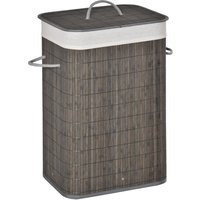 HOMCOM Collapsible Laundry Caddy: Flip-Lid Hamper with Removable Liner, String Handles, Water-Resistant, Foldable, Grey Aosom UK