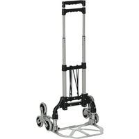 DURHAND Diable Escalier Pliant en Aluminium 6 Roues avec Sangle de Sécurité Charge 70kg Argent Noir Aosom France