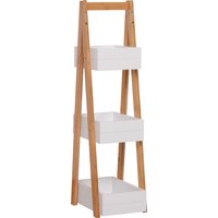 HOMCOM Freestanding 3 Tier A Frame Shower Caddy, Bathroom Storage Rack Shelf Organiser, Water-Resistant, White Aosom UK